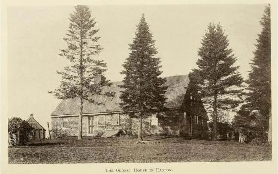 Vintage print captioned The oldest house in Easton